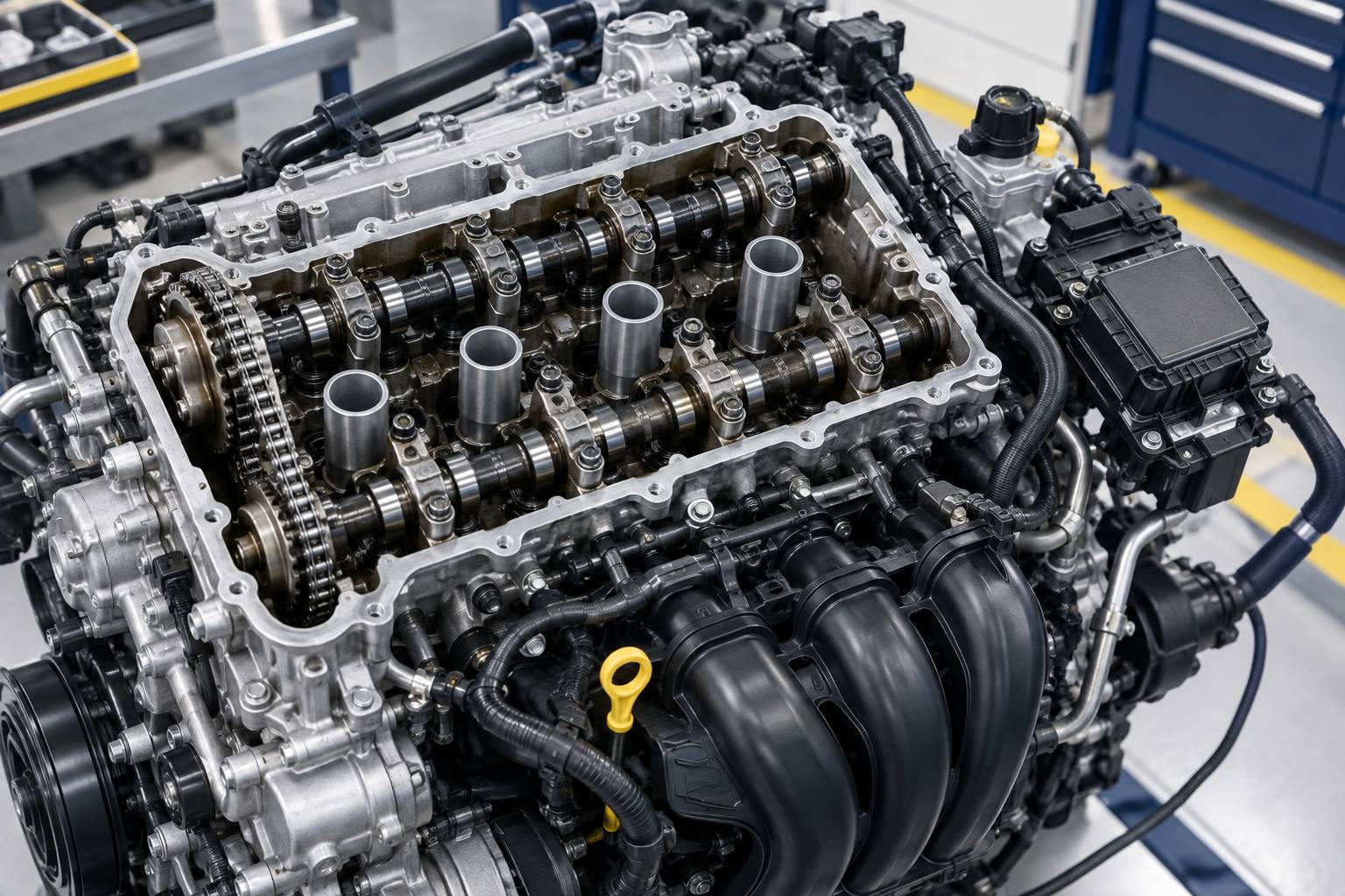 Moteur essence ouvert avec puits de bougie et boitier electronique generique