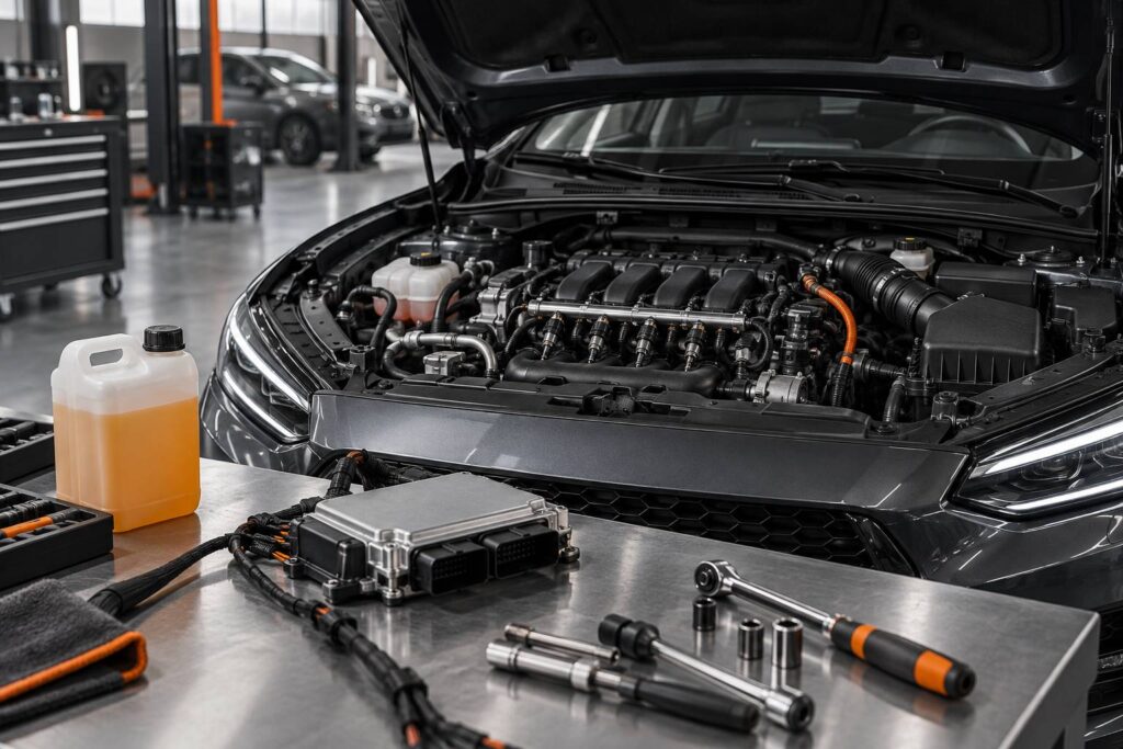 Illustration éditoriale du sujet : Injection indirecte : pourquoi elle accepte l'E85 sans peine